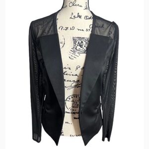 Forever 21 Chic Whimsigoth Black Women's Blazer with Sheer Sleeves Mesh panels